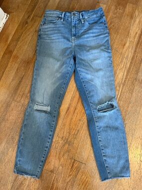 Good American Light Blue Skinny Ripped Jeans